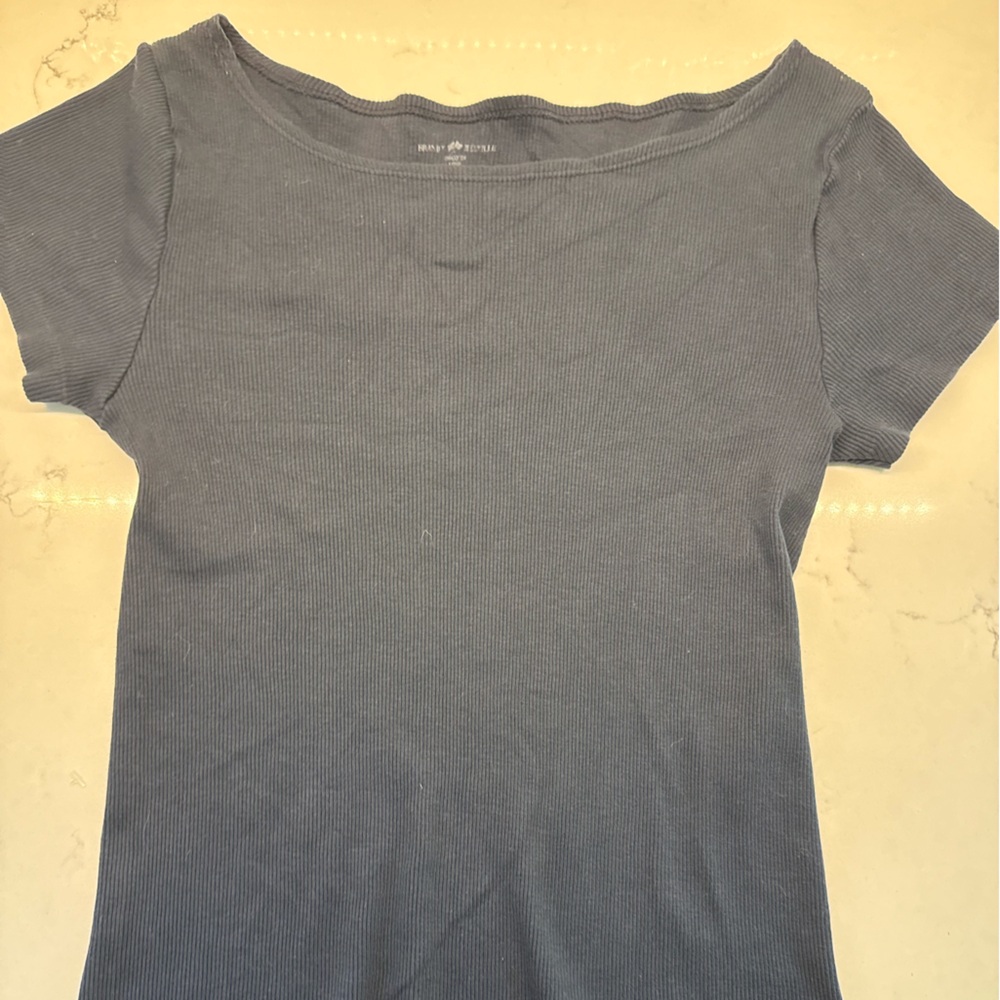 Brandy Melville Navy Ribbed Tee